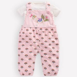 Embroidered Romper Set-Pink Elephant