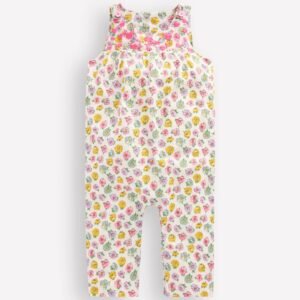 Embroidered Woven Romper-Ivory Rose Floral