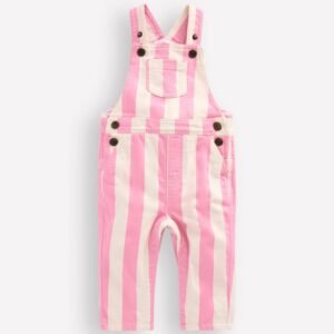Woven Dungaree-Pink Stripe