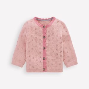 Scalloped Cardigan-Vintage Pink